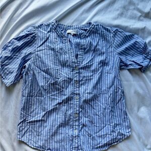 Michael Stars Blue Striped Button-Up Shirt